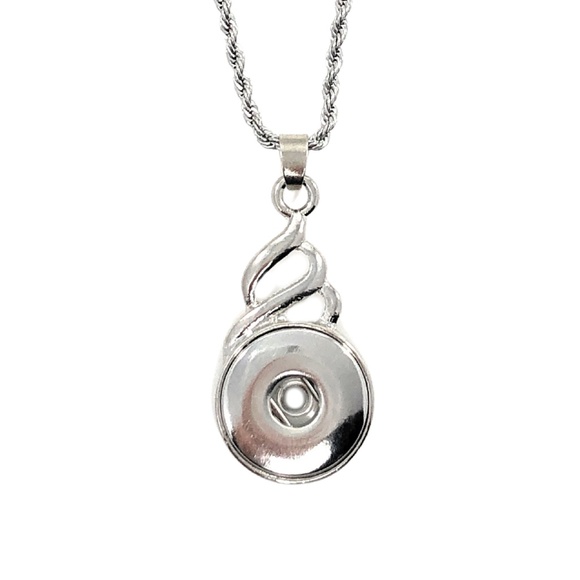 Snap Charm Pendant Includes 20 mm Heart Snap and 18" Stainless Steel Chain - Picture 2 of 4